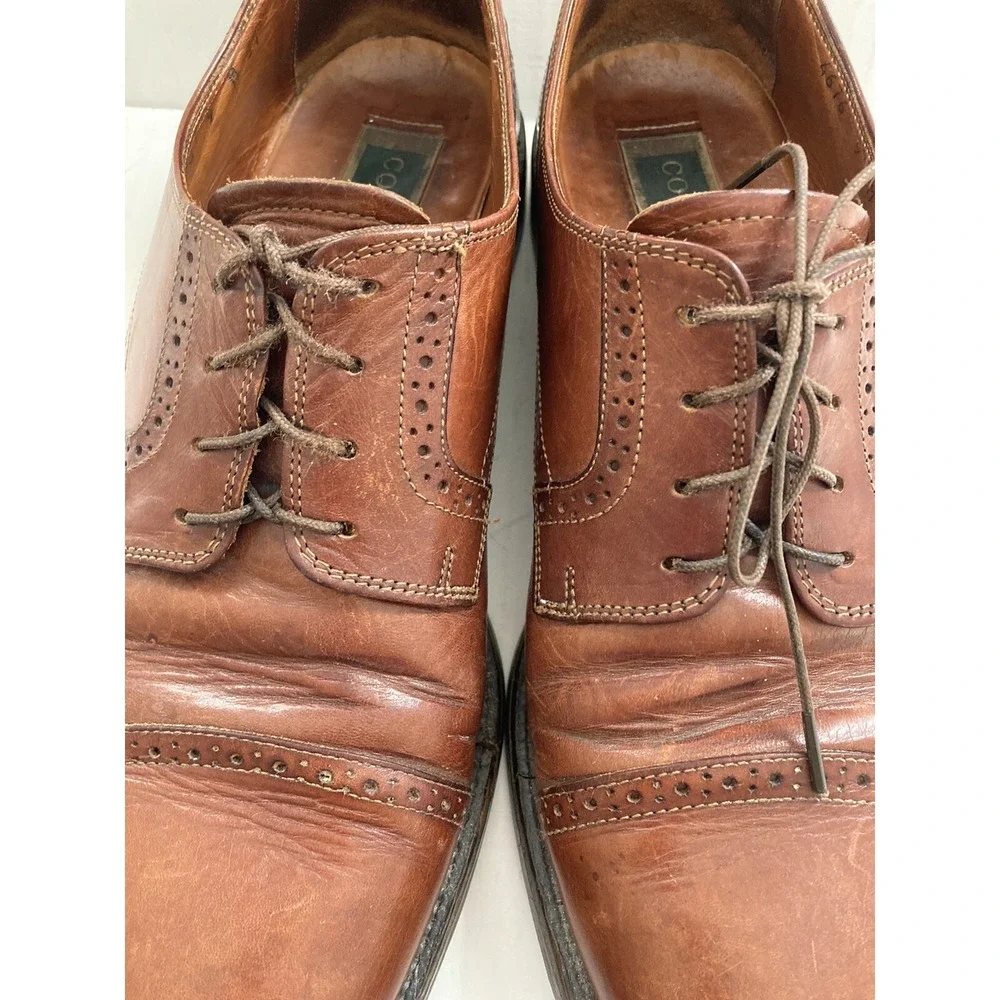 COLE HAAN Mens Size 9 Chestnut Brown Leather Lace Up Oxford Dress‎ Shoes